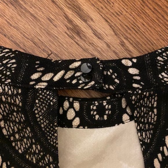 Holiday Party black champagne sparkle Mock Neck cocktail XS dress - Picture 8 of 9